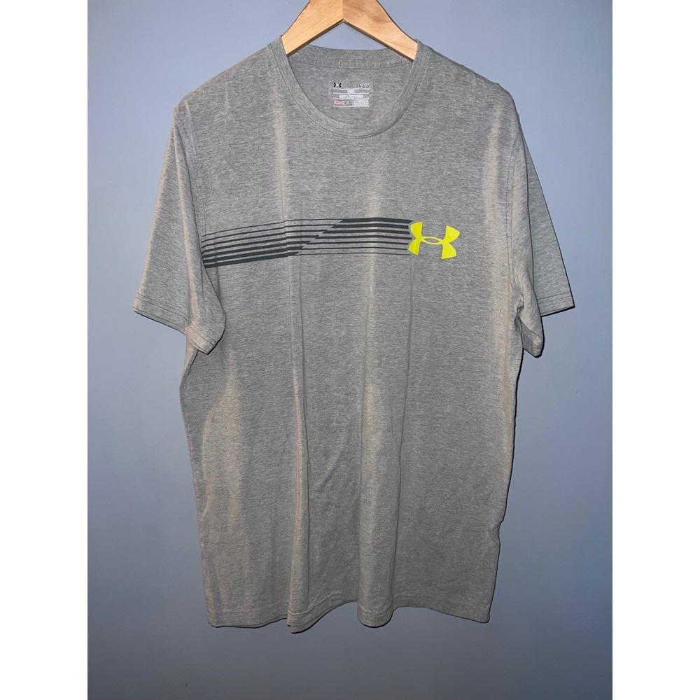 Under Armour Mens HeatGear Loose Fit Graphic Training T-Shirt‎ Grey Neon Large
